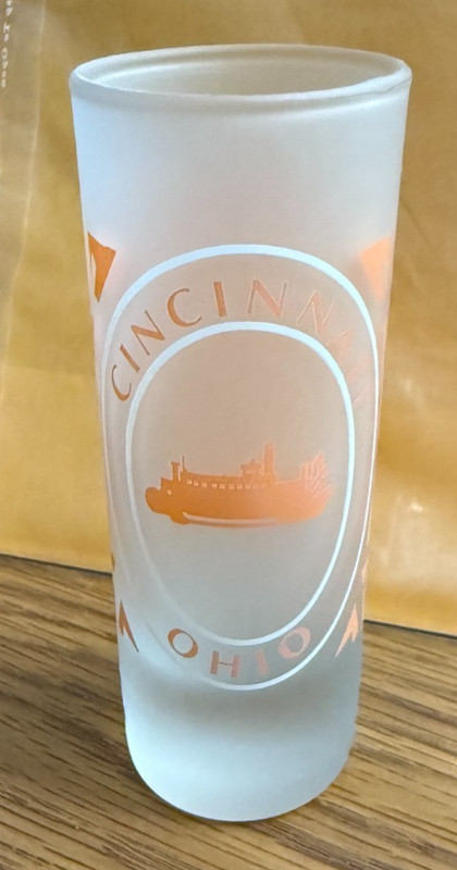CINCINNATI OHIO - TALL SHOT GLASS