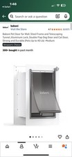 Baboni Pet Door for Wall, Steel Frame  Telescoping Tunnel, Double Flap, 40lbs
