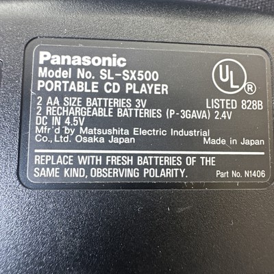 PANASONIC SL-SX500 PORTABLE CD PLAYER with Charger, Headphones