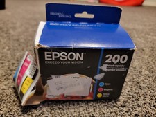 Genuine Epson 200 Color Cyan Magenta Yellow Ink Cartridges, New Open Box