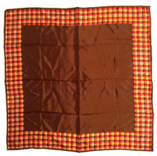 GLENTEX Soft Silky Feel Acetate 27"x27" Square Pattern Brown Orange Tones Scarf