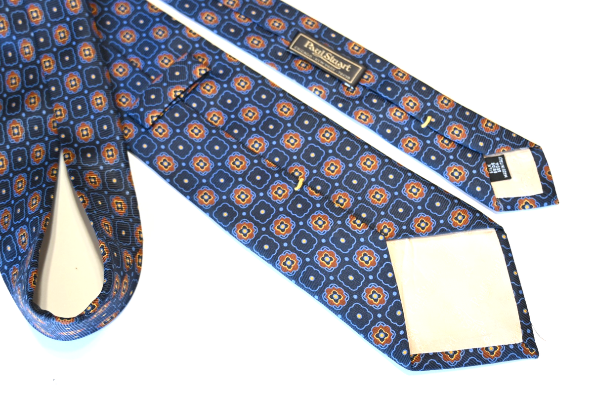PAUL STUART MEN'S TIE BLUE/ GEOMETRIC WIDTH:3.75