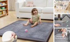 Baby Play Mat for Floor 1.3" Thick Memory Foam 50x50 Soft 50" 50" Dark Grey