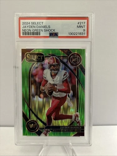 2024 Select Jayden Daniels RC Club Level #217 Neon Green Shock Prizm /499 PSA 9