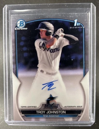 2023 Bowman Troy Johnston Chrome Auto Autograph 1st Prospect #CPA-TJN Marlins