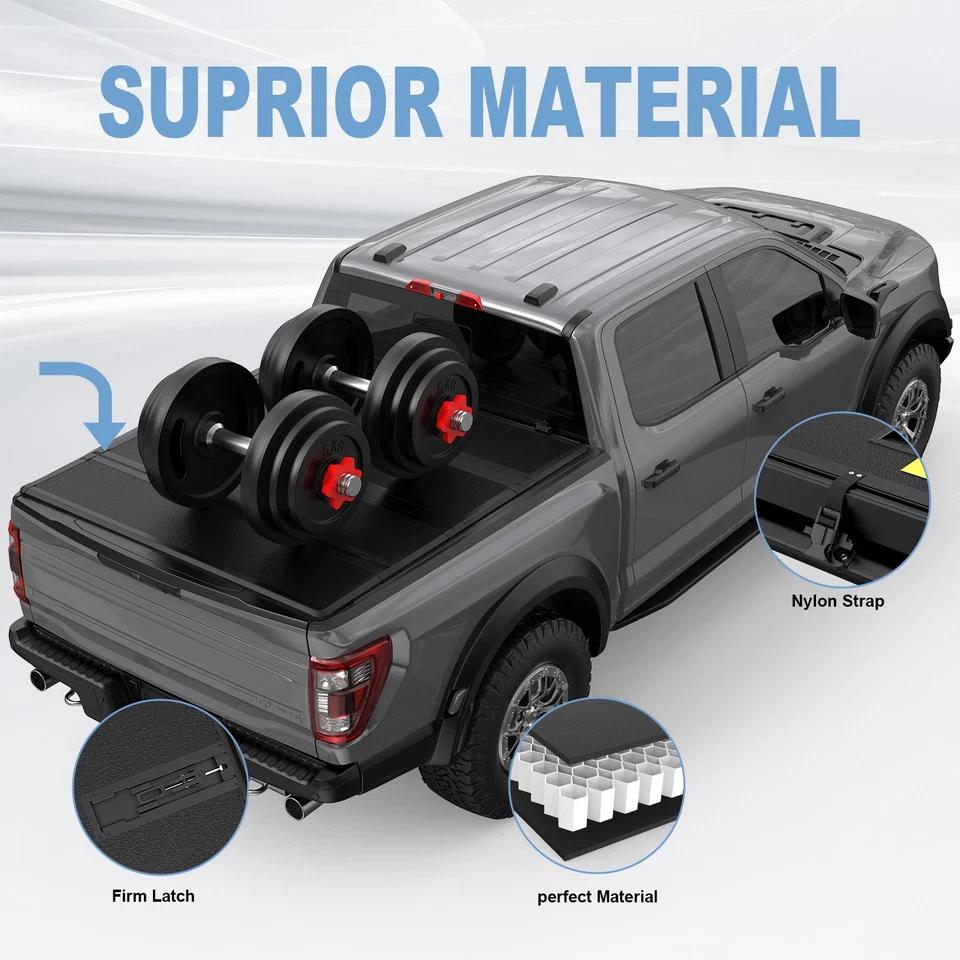 4Fold FRP Hard Tonneau Cover 6.5FT For 1988-2002 Chevy GMC C1500 K1500 2500 3500 - Изображение 3 из 4