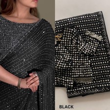 Saree Party Wear Wedding Designer Indian Blouse Sari Bollywood Ethnic Pakistani