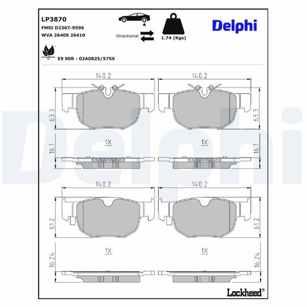Delphi Bremsbelagsatz, Scheibenbremse LP3870-image