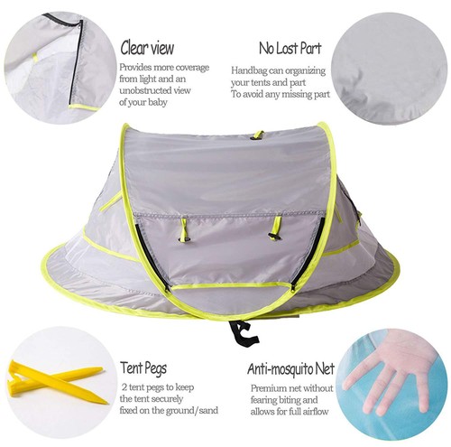 Foldable UV Protection Baby Mosquito Tent,Beach Baby Bed with Sunshade for Kids - Picture 2 of 11