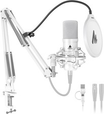 MAONO A04 Gen2 White XLR/USB Condenser Microphone for PC Podcast Recording