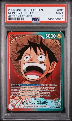 2025 One Piece OP13 EN Monkey D. Luffy Alternate Art OP13-001 Leader PSA 9