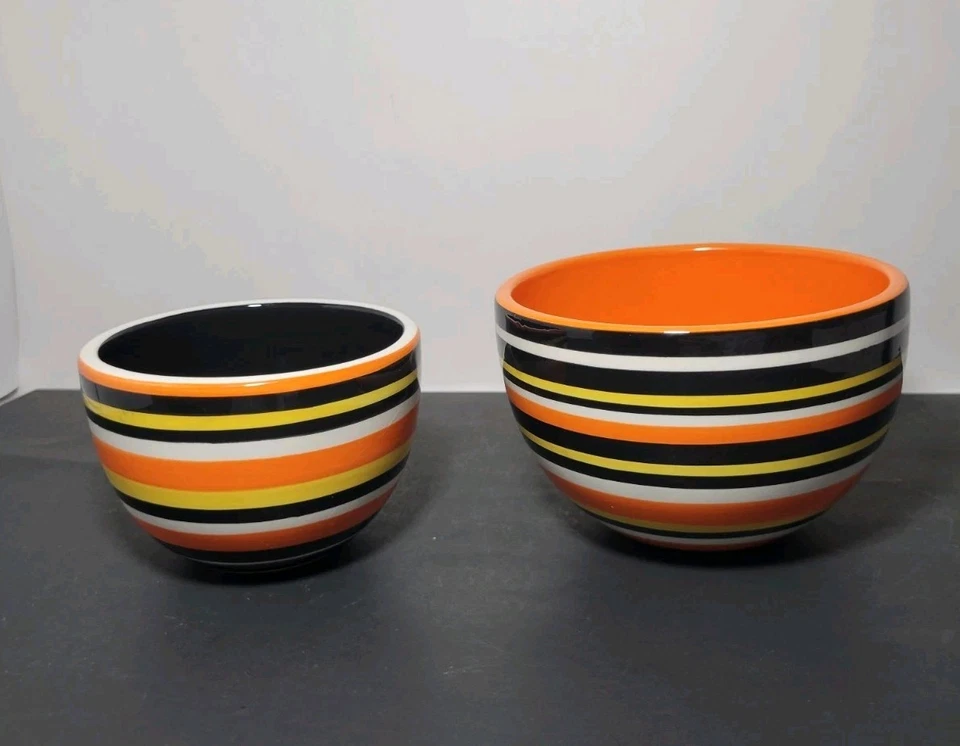 Набор из 2 винтажных гнездовых чаш для Хэллоуина Boston Warehouse Trading Corp 2005 5 дюймов 4 дюйма - Изображение 2 из 4