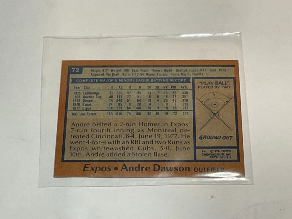 1988 Donruss Andre Dawson #269 & 1990 Upper Deck #357 BCCG 10 TOPPS 1978 #72 - Image 4 of 4