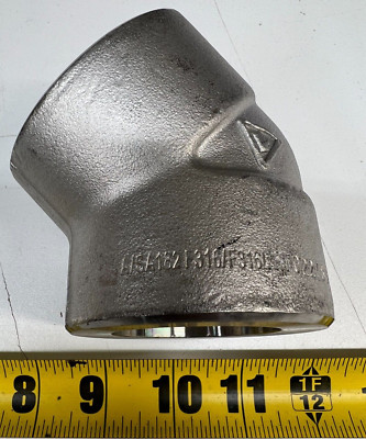 1-1/2'' 45° Elbow Socket Weld 6000# Class 316 Stainless Steel Pipe Fitting USA
