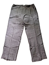 Eileen Fisher Brown Linen Pants Sz M Straight Let Side Zipper Taupe Long