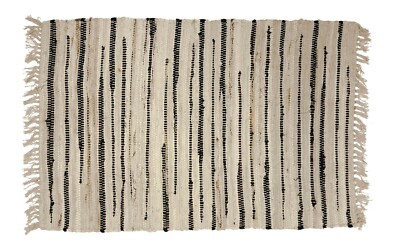 2 x  3 Ft Country Rag Rug in Neutral Stone Color, 100% Cotton, Hand Woven