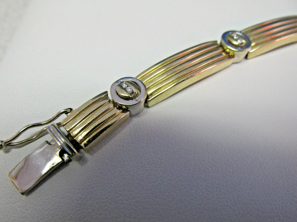 Impresionante brazalete unisex de diamantes de oro macizo de 8 pulgadas 14k 38,7 gramos HACER OFERTA Foto 4 de 4