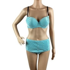 Betsey Johnson Allure Stripe High Waist Bikin...