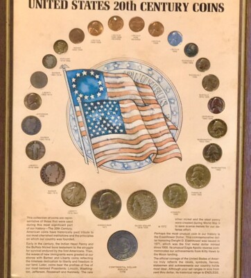 US 20th Century Coin Set Framed 25 Coins In A Frame 1901