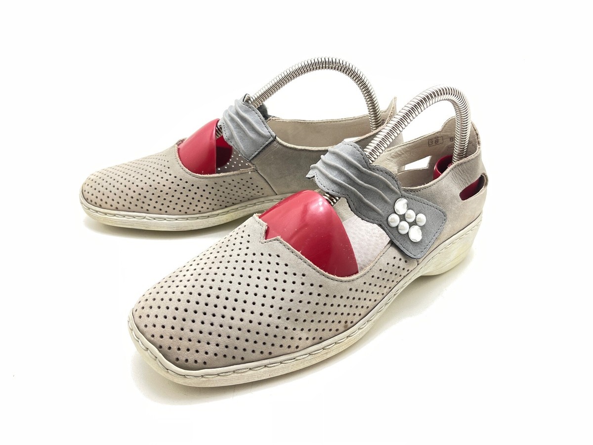 Rieker Damen Halbschuh Slipper Comfortschuh Grau 38 (UK 5)