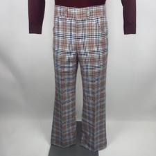 Vintage Asher Pants Mens 33 33 Wool Plaid Old Man Golf Dress Disco Vtg 60s 70s