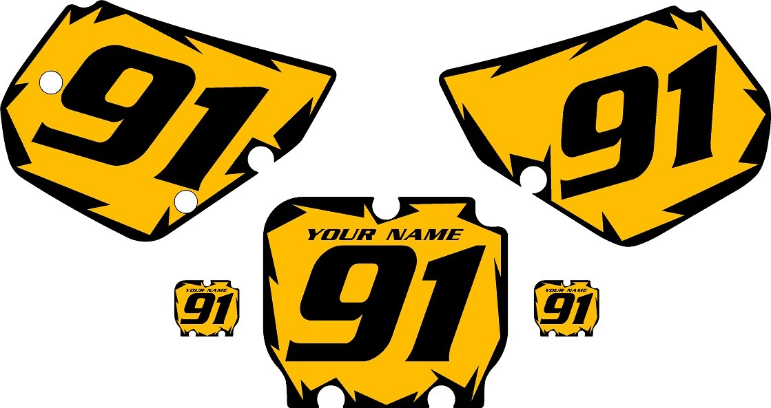 1990-1991 Kawasaki KX125 Pre-Printed Yellow Backgrounds with
