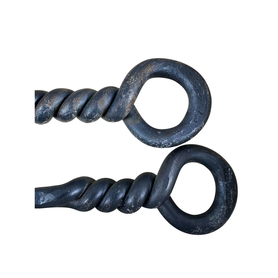 Herramientas BarBQ de Metal Forjado Diseño Hoja Retorcida Caja Original Texas Firmado - ¡Juego de 2! Foto 3 de 4