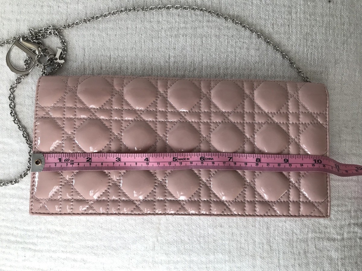 Christian Dior New Patent Cannage Leather Pink Quilted Clutch