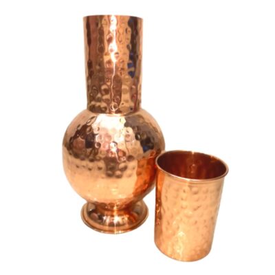 Reines 100 % Ayurveda traditionelles Kupfer gehämmert Surahi Flasche reines K...