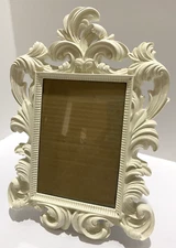 VTG French Style Ornate Picture Frame Off White Resin Victorian Baroque Ornate