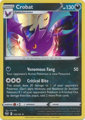 Holo  Crobat - 105/195 Silver Tempest Rare Pokemon TCG