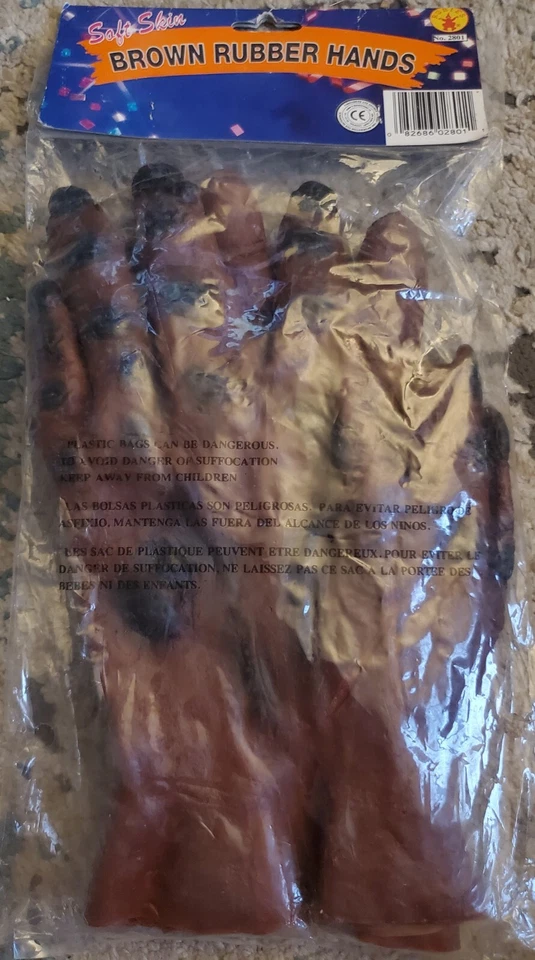 Vintage Rubies Monster Brown Rubber Gloves Adult Size Werewolf Costume Hands Nw - Image 4 of 4