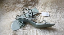 ZARA WOMEN'S STRAPPY SHOES WITH KITTEN HEELS GREEN COLOUR SIZE/6  BNWT