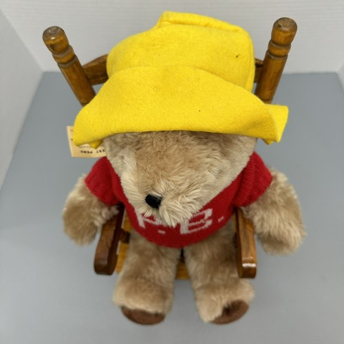 1975 Paddington Bär Plüsch Eden Toys Vintage mit Schaukelstuhl roter Pullover gelber Hut - Bild 9 von 17