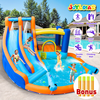 Giant Inflatable Double Water Slides Bouncer House Splash Pool,Jump,Climb,Blower