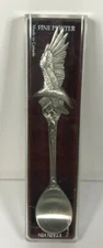 Boma Canada Etain Fin Fine Pewter ALASKA Souvenir Spoon - Eagle Handle - Signed