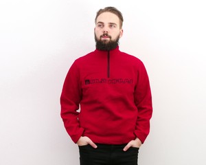 red quarter zip fleece