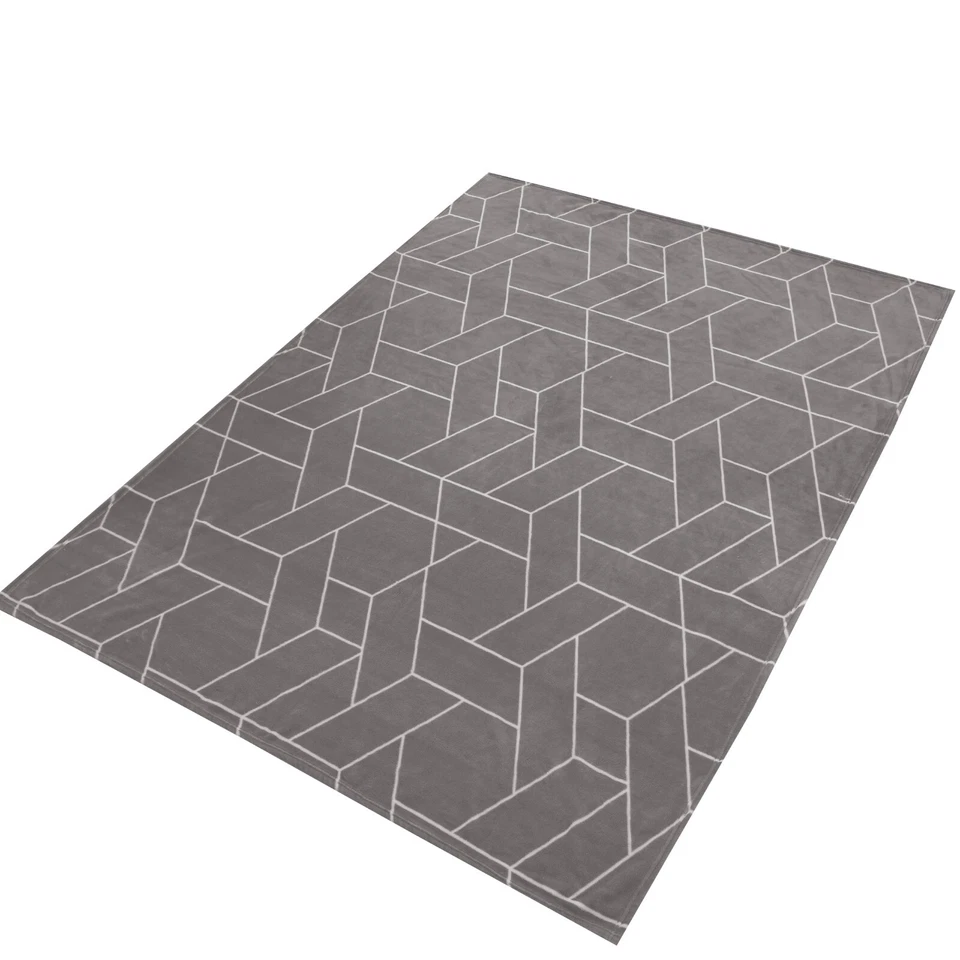 Kuscheldecke Geometrisch Grau Tagesdecke Kuschelig Flauschig Couch Sofa Decke - Bild 4 von 4