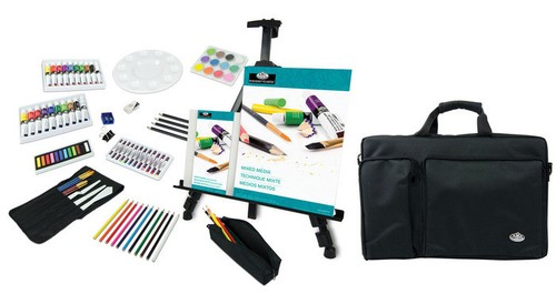 Royal Langnickel Essentials 25-teiliges Mixed-Media-Set – Mit Ölpastell, Acryl, Stiften & Papierblock