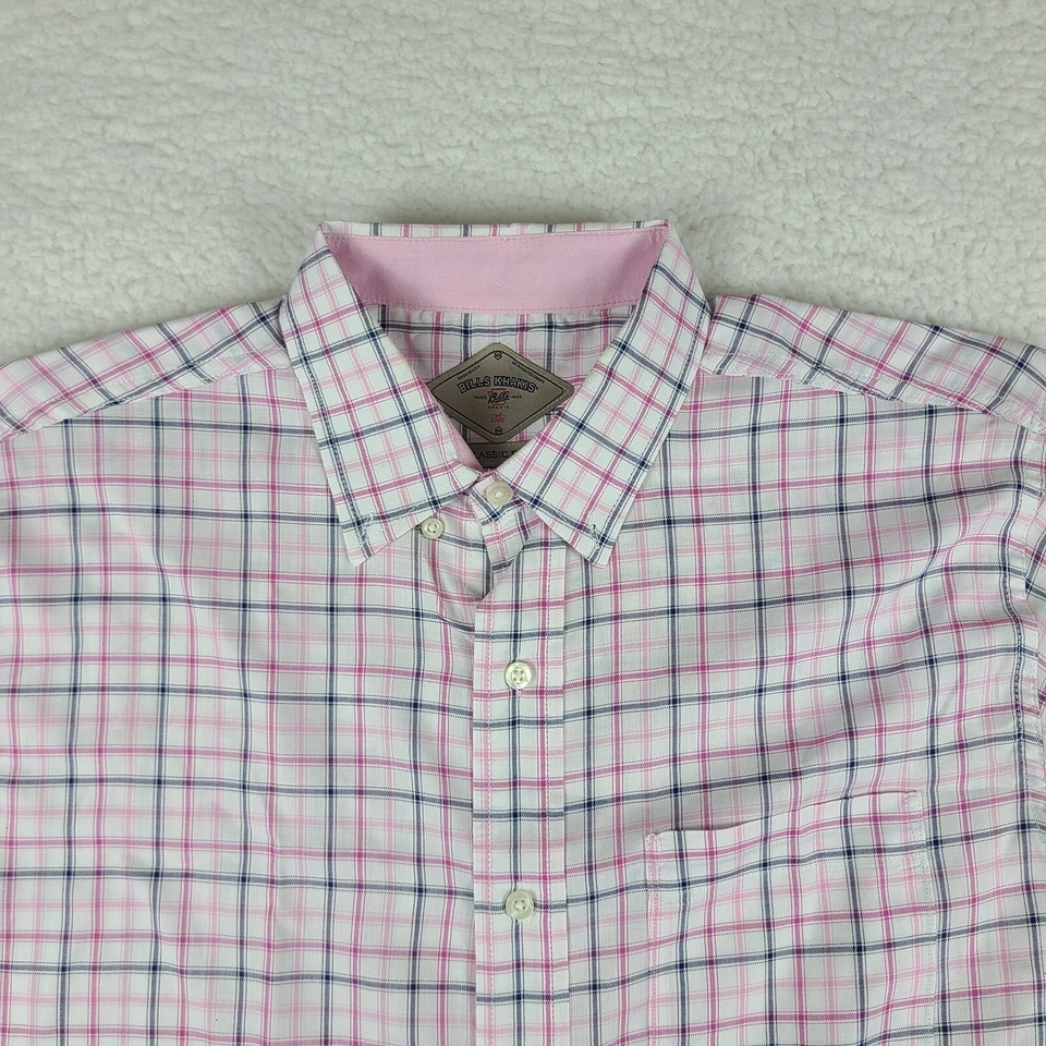 Camisa de vestir Bill Khakis para hombre mediana rosa negra a cuadros calce clásico abotonada Foto 4 de 4