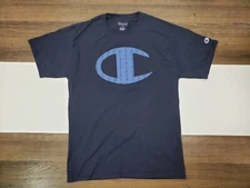 Champion Blue Size Medium Athletic Wear Shirt Tee Big C Logo in front