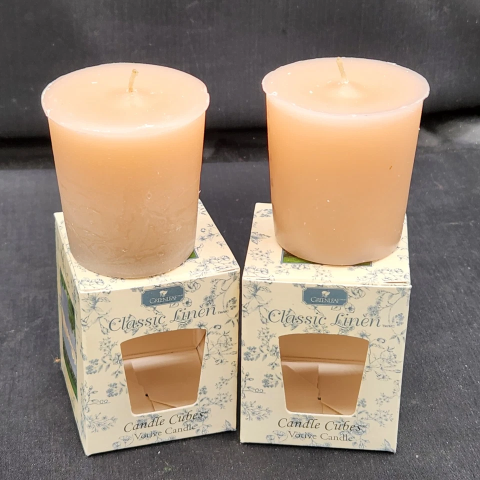 Greenleaf Clásico Lino Perfumado Votivos Lote 2 Cubos Velas Nuevo Retirado Foto 4 de 4