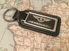 BENTLEY BLACK Quality Black Real Leather Keyring  OBLONG  1