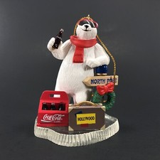 VTG 1996 Coca-Cola Polar Bear ORNAMENT North Pole Hollywood Resin 3 1/2-in #158