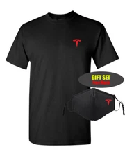 Tesla Fashion Men Short Sleeve Adult T-shirt NEW + Mask Gift Set