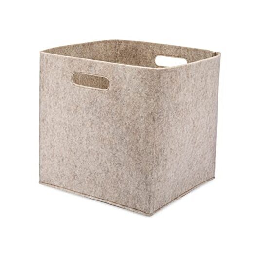 Parker Baby Felt Foldable Storage Cube Bin - Nursery Cubby 13 Inch Oatmeal