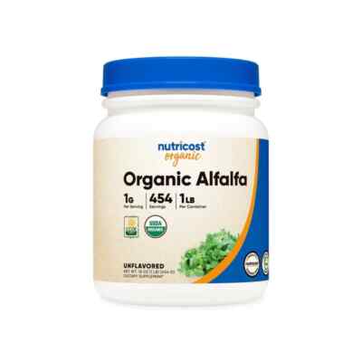 Nutricost Alfalfa Organic Powder 1LB (454 Servings) Vegetarian - EXP 01/2027