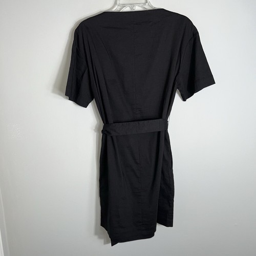 Theory Etuikleid mit Gürtel - Kurzarm - schwarz Bio-Crunch-Waschung - Größe 6 - neu mit Etikett 325 $ - Bild 8 von 11