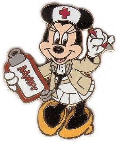 OLD RARE Disney pin Nurse Minnie w/Clipboard Red Cross Hat