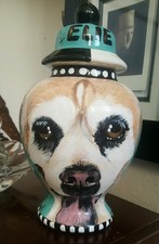 Custom Portrait MEMORIAL Pet dog URN chow lab hound cremation ASHES burial art